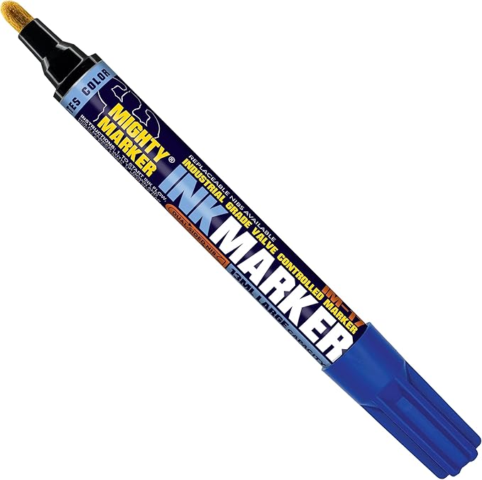 IM-17 Ink Marker, Dual Tip, 13ml Alcohol-Based Permanent Ink, Waterproof Fade & Abrasion Resistant, Valve Action, 6 Bonus Tips, Manufactured in USA, 6 Pack (Blue)