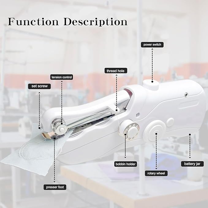 Handheld Sewing Machine, Portable Mini Sewing Machines for Beginners, Quick Stitching with Accessory Kit, Electric Sewing Machine for DIY Projects at Home or Travel