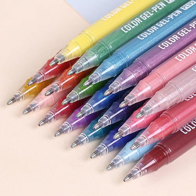 Glitter Gel Pen 24 Color, Vibrant Sparkle Gel Pens for Adult Coloring Books Drawing Doodling, 1.0mm Colored Gel Pens for Kids Adults DIY Birthday Cards