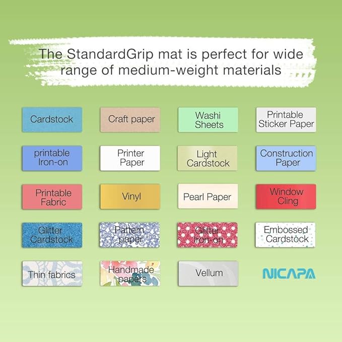 Nicapa Standard Grip Cutting Mat for Cricut Maker 3/Maker/Explore 3/Air 2/Air/One (12x24 inch,3pack) Adhesive&Sticky Non-Slip Flexible Square Gridded Cut Mats Replacement Accessories Mats Vinyl Craft