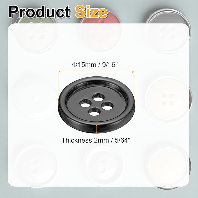 HARFINGTON 20pcs Metal Sewing Button, 15mm 4-Hole Round Suit Shirts Coats Clothes Sewing Buttons for Decoration Craft, Gunmetal