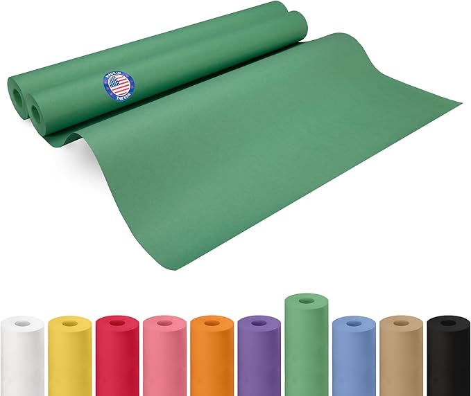 24" x 1200" (100 ft) Green Kraft Paper Roll, Pack of 2 - USA-Made Quality Craft Paper for Gift Wrapping, Kids' Arts & Crafts, School Projects - 100% Recycled, 50 lb Natural Material by IDL Packaging