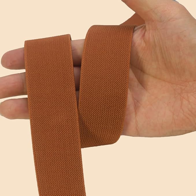 1.5 inch Coffee Wide Elastic Band for Sewing 10 Yards Double-Side Twill Woven Elasitc Stretch Heavy Knit Elastic Waistband for Pants Wigs DIY Crafts & Projects