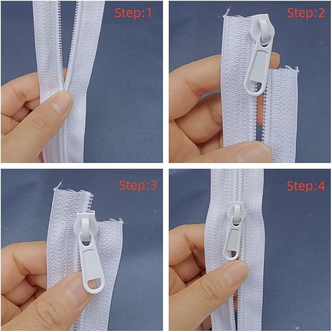 MebuZip #5 Nylon Coil Zippers by The Yard Bulk Zipper Roll Zipper Tape 10 Yards with 25pcs Pulls for Sewing Tailor DIY Craft Bags Pillows (White 10Yards)