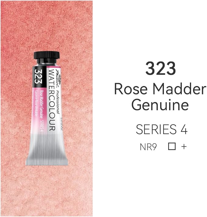 PHOENIX Professional Watercolor Paint Single Tube - 0.47 Fl Oz / 14ml - Rose Madder Genuine
