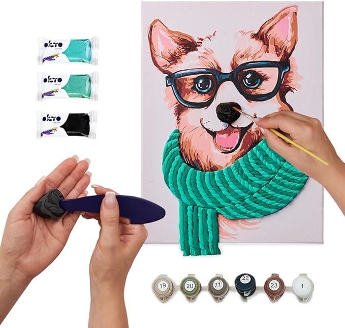OKTO Art Kit Fashion Corgi | Arts & Crafts DIY Painting with Modeling Claу | Claу Kit for Painting | Painting Kits for Adults for Home Decoration Claу for Adults