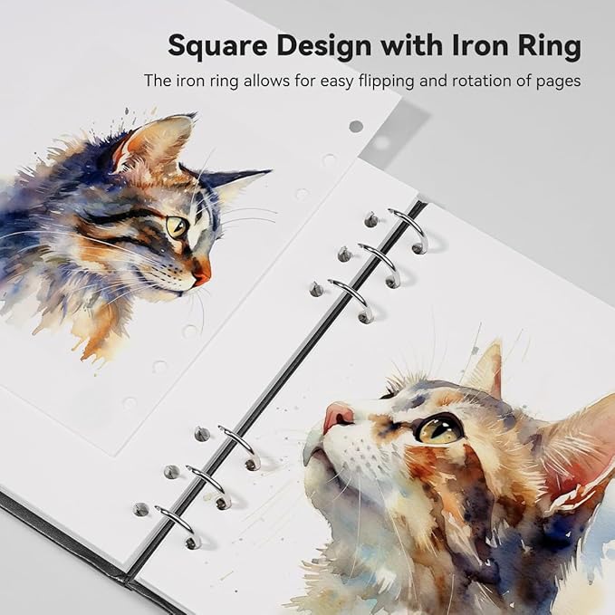 Lightwish Square Watercolor Journal,100% Cotton,300gsm/140lb,Acid-Free,20 Sheets Cold Press Watecolor Paper Sketchbook for Artists Adults Students,7.68 * 7.68 Inches