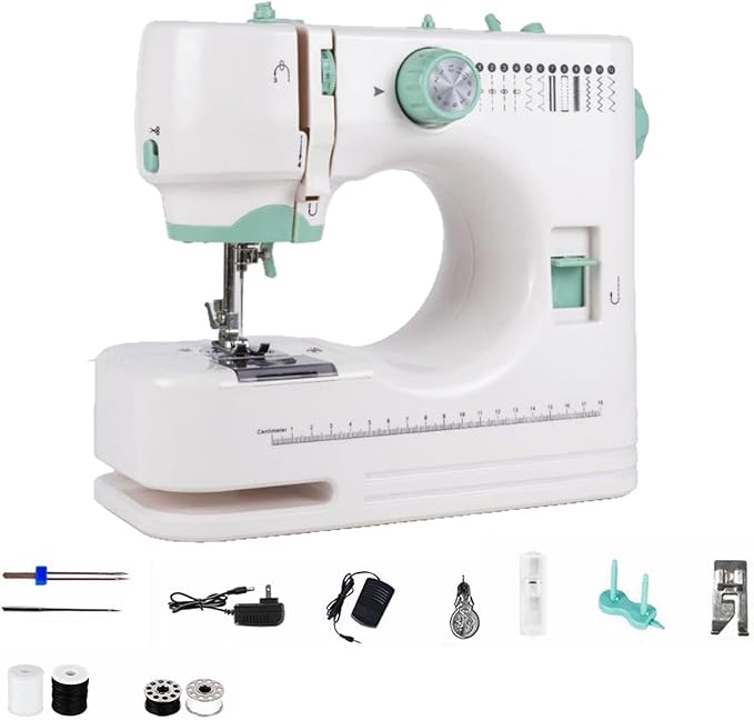 Compact Home Electric Sewing Machine, Sewing Machine for Beginners with 12 Built-in Stitches, Portable Cordless Handheld Twin Needles SewingMachine for Adults, Home Mending & Crafting (A)