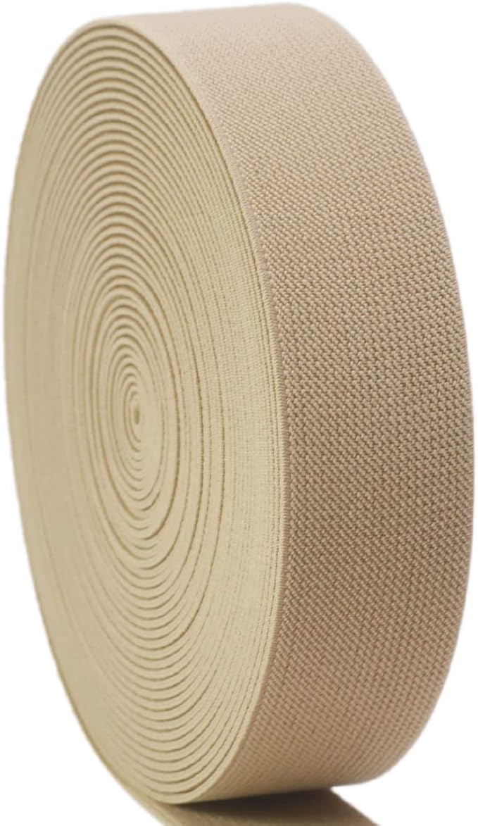 Khaki Knit Elastic Band For Sewing 1-1/2 inch 10 Yards -38mm Flat Heavy Stretchy Elastic Straps Elastic Band Spool for DIY Craft-Bedspread-Clothing-Pants Waistband-Wigs-Skirts- DIY Projects