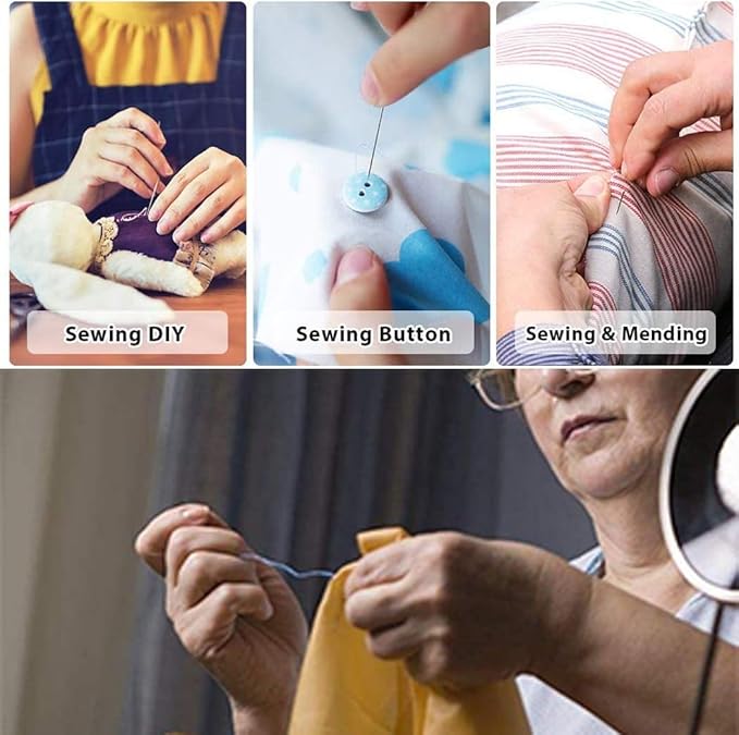 Sewing Kit for Adults & Beginners - Portable Travel Hand Sewing Supplies with Case, Thread, Needles, Scissors - Complete Basic Starter Set (Pink)