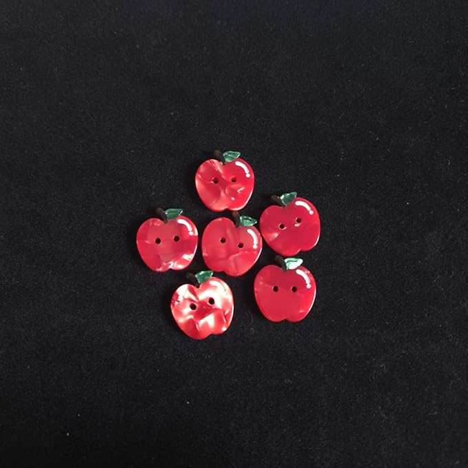 Cute Red Apple Buttons for Crafts,Acetate Button for Clothes,Cute Buttons for Sewing,Button Bulk,Pack of 6