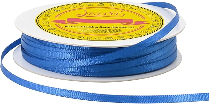 Double Face Royal Blue Satin Thin Ribbon 1/8 inch X 50 Yards Polyester Royal Blue Ribbon for Gift Wrapping Very Suitable for Weddings Party Hair Bow Invitation Decorations and More