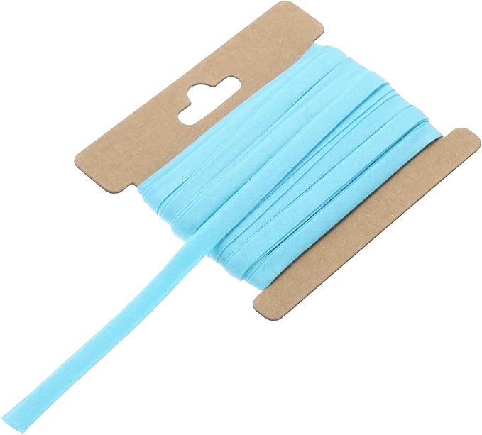 MECCANIXITY 1/4 Inch Double Fold Bias Tape Continuous Bulk Cotton Bias Tape for Sewing Seaming Quilting Hemming Binding Crafts (Light Blue 6 Yards)