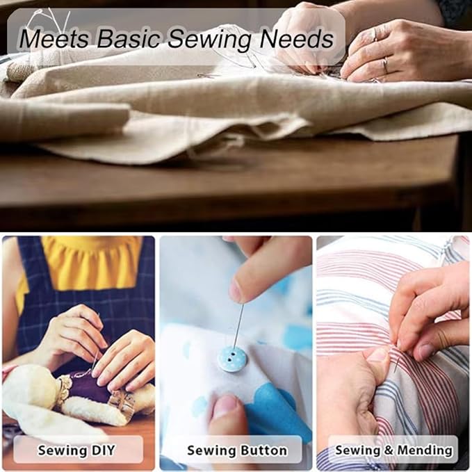 Travel Sewing Kit with Bag - Portable Sewing Supplies for Traveler, Adults, Beginner, Emergency, Kids,Contains Thread, Scissors, Needles, Tape Measure and Other Accessories (White)