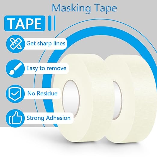 NETEHA 6 Rolls Painters Tape Masking Tape 1 Inch x 55 Yard, No Residue Adhesive Tape for Wall Painting, Decoration Labeling and DIY Crafts (Beige White)