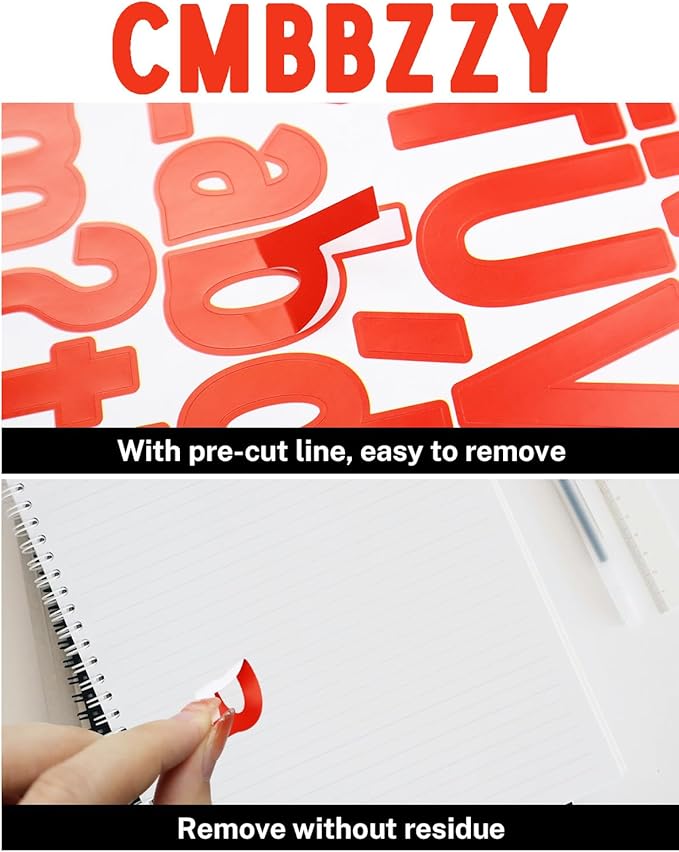 1.5 Inch Letter Stickers, 544 Pieces Alphabet Number Symbol Stickers for Scrapbooking, Sign, Water Bottle, Self-Adhesive Vinyl Letter Sticker Decals for Arts&Crafts - 8 Sheets,Red