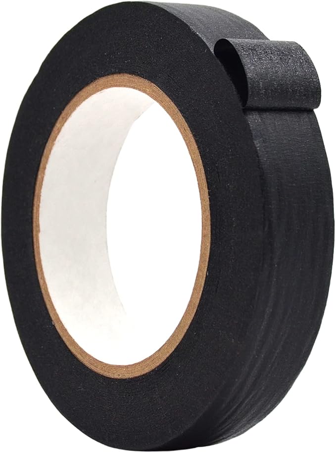 WOD MTC5 Colored Masking Tape, Black, 1 inch x 60 yds. Colorful Teacher Painters Tape for Fun DIY Art & Crafts, Lab Labeling, Writable & Classroom Decorations