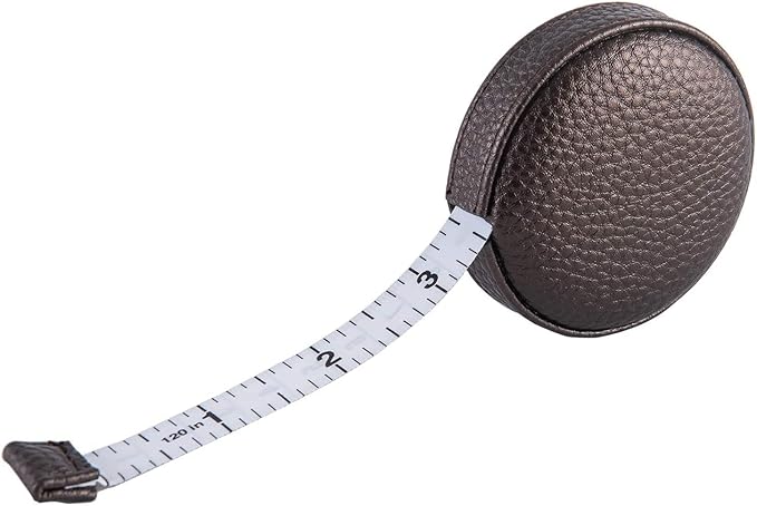 3m/120 Tape Measure Body Measuring Tape for Body Cloth Tape Measure for Sewing Fabric Tailors Medical Measurements Tape Dual Sided Retractable Ruler with Push Button Round (Dark Brown)