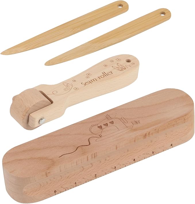 FMTYAOIU Beechwood Tailors Clappers, Seam Roller Beech, Tailors Clapper Set, Multi-Purpose Sewing Tool for Flattening Fabrics and Point Pressing, Wooden Tailors Clapper for Sewing, Quilting, Ironing