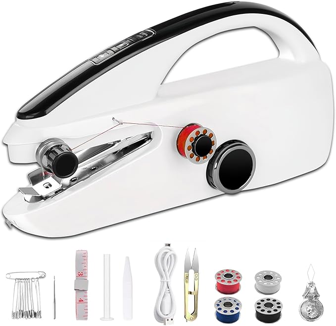 Handheld sewing machine，Mini double speed adjustable portable, Two-speed adjustable electric small sewing machine for beginners, Easy to use and quick sewing, fabrics, DIY home travel.
