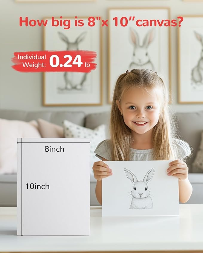 24 Pack, 8x10 Inch Painting Canvas Panels White Blank Canvas Boards 100% Cotton Art Supplies for Acrylics Oil Watercolor Tempera Paints