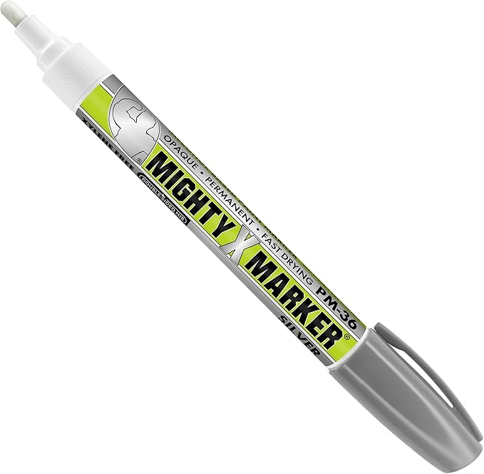 PM-36 Paint Marker, 2.3mm Bullet Tip, Permanent & Waterproof, DIY Crafts, Drawing, Glass, Ceramic, Stone, 6 Bonus Reversible Tips, Made in USA, Silver 6 Pack