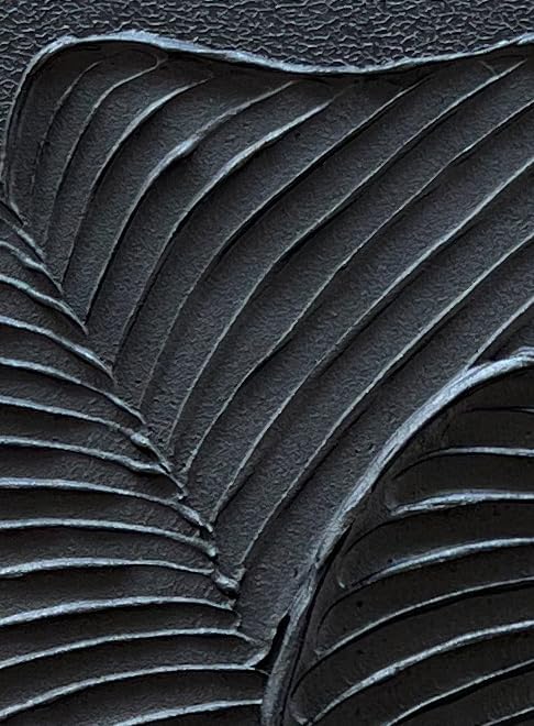 NANKAI Art Hand-Painted Black Leaf Texture Abstract Art Contemporary Minimalist Canvas Oil Painting, Home Living Room Corridor Wall Decoration Art, 24x24 inches