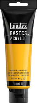 Liquitex BASICS Acrylic Paint, 118ml (4-oz) Tube, Cadmium Yellow Deep Hue (Pack of 1)
