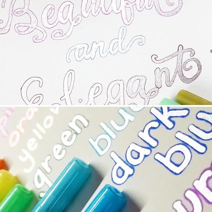 12 Pcs Outline Marker Set, 2023 New Glitter Gel Double Line Outline Pen Sparkle Markers Colorful Art Pens for Writing, Scrapbooking, Coloring and Greeting Cards, Journal Drawing (12 Pcs)