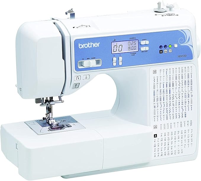 Brother XR9550 Sewing and Quilting Machine (White) Bundle with 36-Piece Bobbins and Sewing Threads with Case (2 Items)