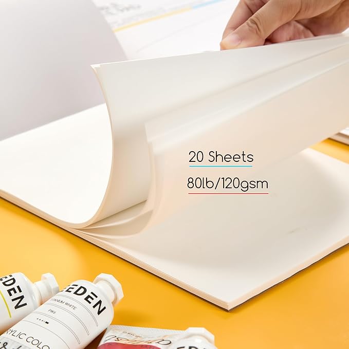 MEEDEN Artist Palette Paper Pad: 9"x12", 20 Sheets (80lb/120gsm) Paint Palette Paper - Disposable Paint Mixing Paper for Acrylic Watercolor Oil Painting