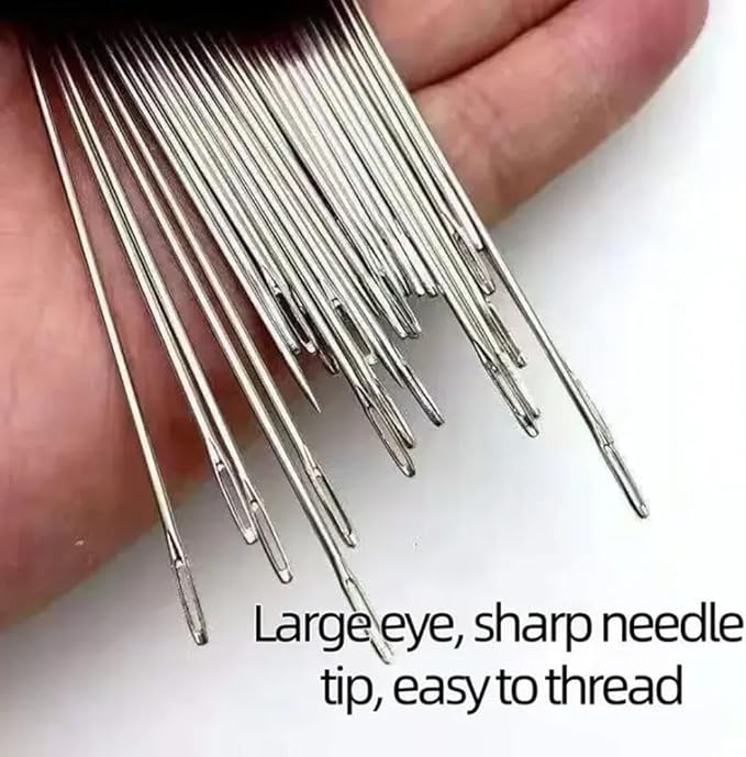 41PCS Big Eye Steel Sewing Needles Kit Stainless Needle for DIY Hand Supplies Portable Made Craft Thread Repair Tool Set for Beginners Professional Handicraft Enthusiasts Adult with Case