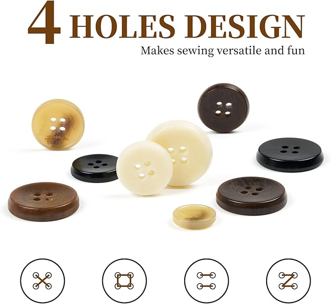 105Pcs Mixed Sewing Buttons,5 Color 4-Hole Craft Buttons,3 Size (15mm, 20mm, 25mm) Sewing Buttons for Clothes, Suitable for for DIY Crafts, Coats, Shirts, Pants, Shorts（Color6）