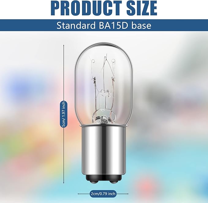 Mudder 3 Pieces Sewing Machine Light Bulb Incandescent Bulb Compatible with Push-in Base, 15 W, 120 V