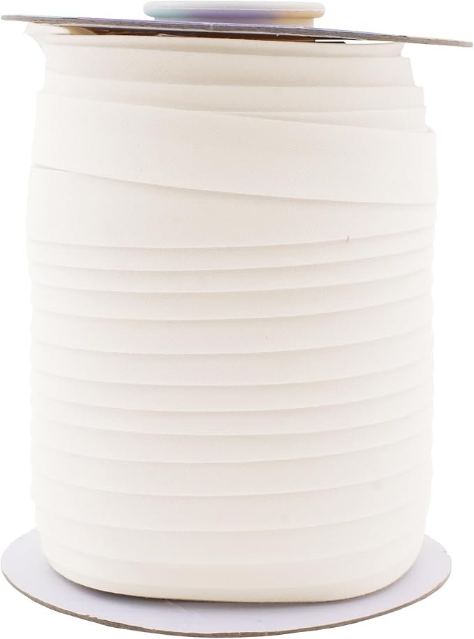 Mandala Crafts 55 Yards 5/8 Inch Ivory Double Fold Bias Tape for Sewing - Bias Binding Tape for Quilting Binding, Hemming, Seam, and Fabric Piping