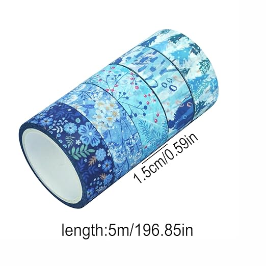 Winter Washi Tape Set 10 Rolls - Blue White Snowflake Flower Deer Tree Decorative Tape for Bullet Journal, Planner, DIY Arts Crafts, Scrapbooking Party Favors ﻿ (Winter)