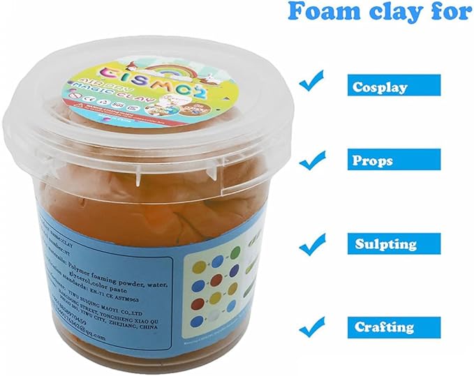 Air Dry Modeling Clay 10.5 oz Modelable Cosplay Foam Clay Ultra Light Magic Clay Colors Art Craft Kit (Brown)