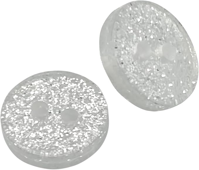 100 Pack Silver Sewing Buttons 0.4 inch 16L Glitter Buttons Round 2 Hole Glossy Plastic 10mm Ideal for Shirt Blouse Skirt School Outfits Aprons Pants Jackets Accessories Bags DIY Crafts