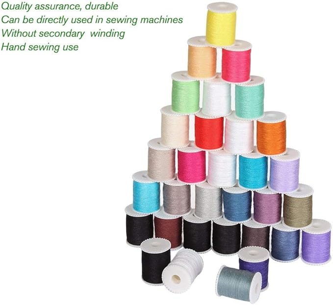 NEX 60 Pcs Bobbins Sewing Thread Kit, Polyester Mini Bobbins and Thread Spools for Hand & Machine Sewing