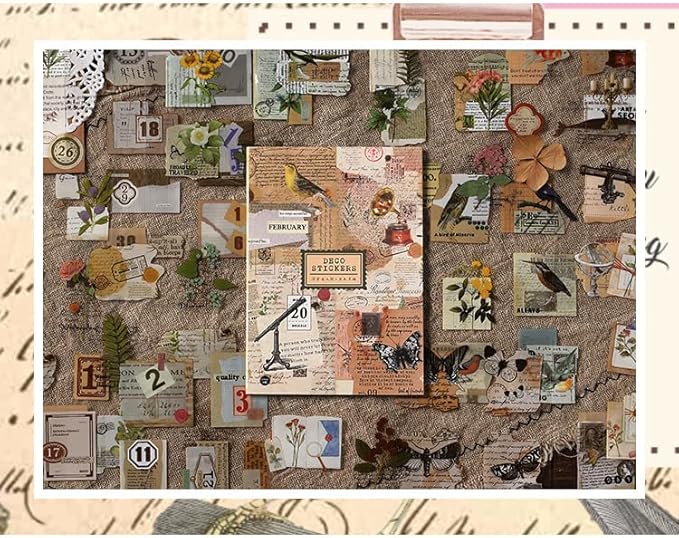 Alideco Scrapbook Stickers Sets Vintage Transparent Animals Floral Aesthetic Adults Scrapbooking Supplies Stickers for journaling tweezer 20Sheets/200Pcs