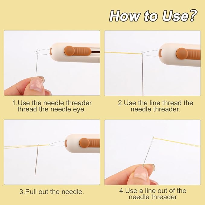 Automatic Needle Threaders Seam Ripper, Upgraded 3 in 1 Sewing Needle Threader Tool, Stretchable Quick Seam Rippers with Needle Storage for Hand Quilling, Embroidery Stitch Removal(Yellow)