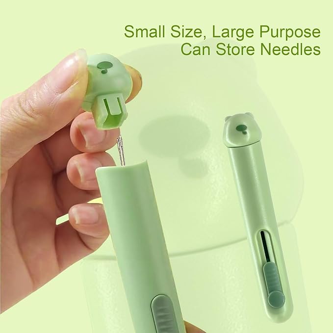 FLONSA 2 PCS Automatic Needle Threaders, 3 in 1 Seam Ripper Upgraded Stretchable Needle Threader for Hand Sewing Cross Stitch(Green)
