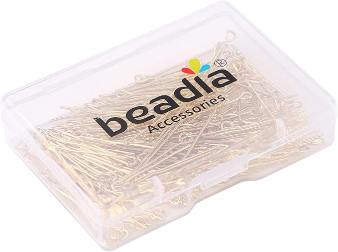 14K Gold Plated Open Eye Pins Non Tarnish 25mm 200pcs for Jewelry Making Findings