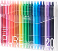 Kaco PURE Gel Pens 20 Pieces 0.7mm Assorted Color Ink Aesthetic Journaling Pens Cute, Retractable, Soft Touch Barrel, Quick Drying