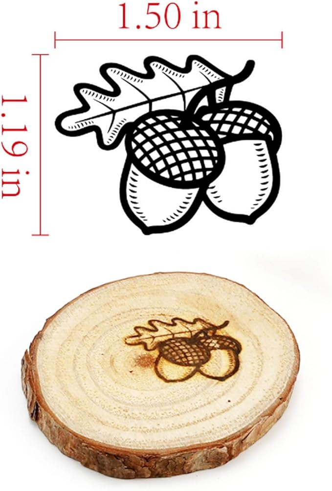 AIMOADO Acorn Branding Iron Stamp, 1 1/2" Wood Branding Iron Personalized Logo for Meat, Burger, Wood, Hats with Full Set Tools