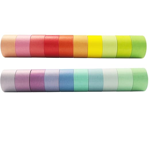 VIVIQUEN 20 Rolls Washi Tape Set Colored Masking Tape Pack Decorative Thin Tapes Children and Gifts Warpping (1 Inch 25mm)