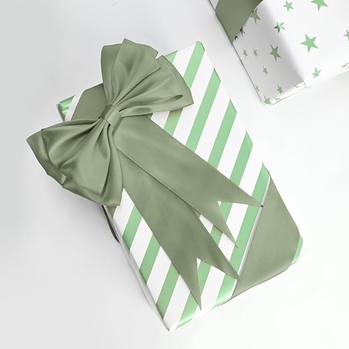 Double Face Spring Moss Satin Ribbon 1-1/2 inch X 50 Yards Polyester Spring Moss Ribbon for Gift Wrapping Very Suitable for Weddings Party Hair Bow Invitation Decorations and More