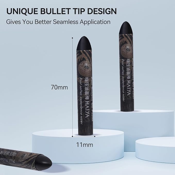 Paul Rubens Black Oil Pastels (8 Pack) - Ultra-Creamy & Blendable, Bullet Tip for Precision - Premium Art Supplies for Drawing, Sketching & Painting - Ideal for Artists, Students & Beginners