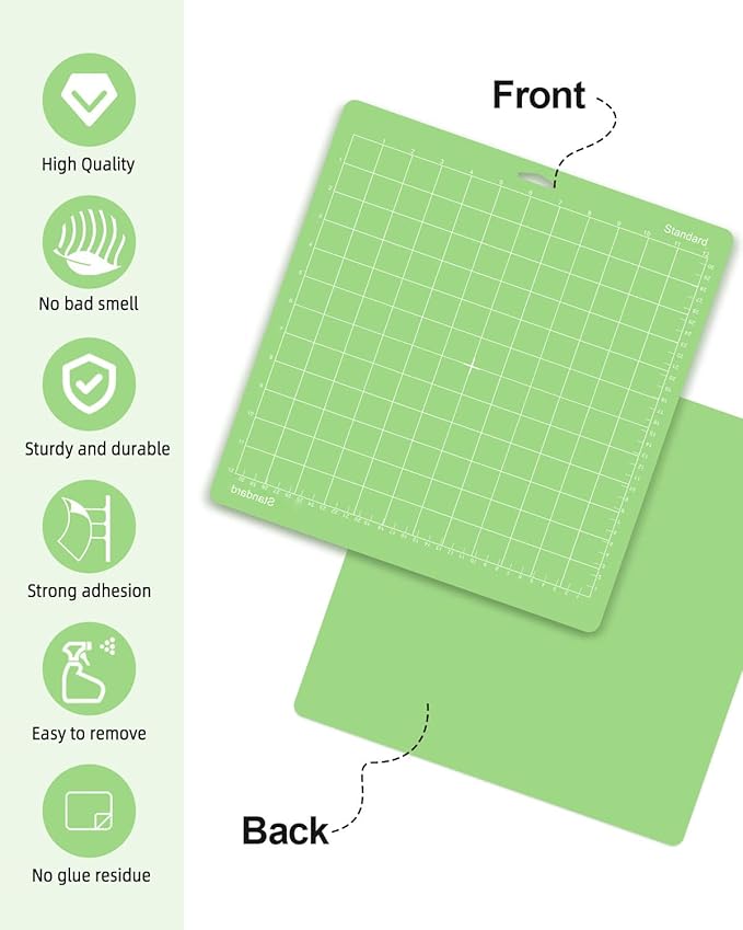 Gwybkq Cutting Mat, Compatible With Maker 3/Maker/Explore 3/Air 2/Air/One 12 Pack 12x12 Cut Mats Replacement Accessories Adhesive Sticky Green Cricket Standard Card