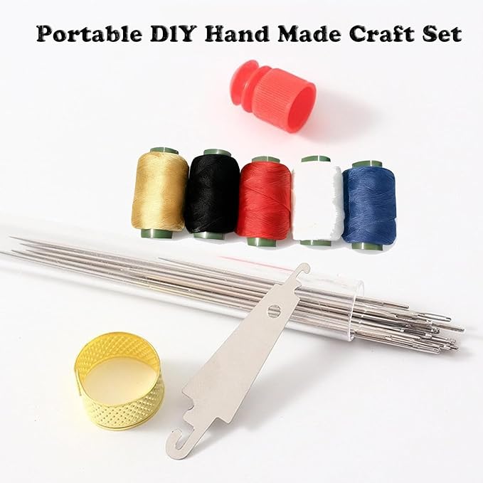 36PCS Stainless Steel Sewing Needles Kit for Hand Sewing - 5 Sizes, Threader, Thimble, 5 Colored Threads | Essential Sewing Supplies for DIY Lovers & Daily Mending